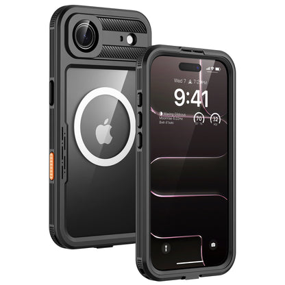 Lanhiem Magnetic for iPhone Air Phone Case, IP68 Waterproof Dustproof Phone Case, [Compatible with Magsafe] [Built-in Screen Protector] Full Body Heavy Duty Rugged Phone Cover 17 Air 6.5 inch, Black