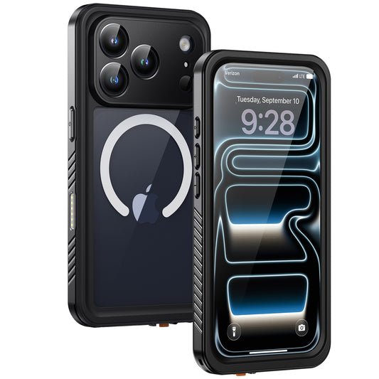 Lanhiem Magnetic for iPhone 17 Pro Case Waterproof, Built in Screen Protector & Camera Protection, [Compatible with MagSafe] Full Body Dustproof Heavy Duty Rugged Phone Case 6.3'' (Black)