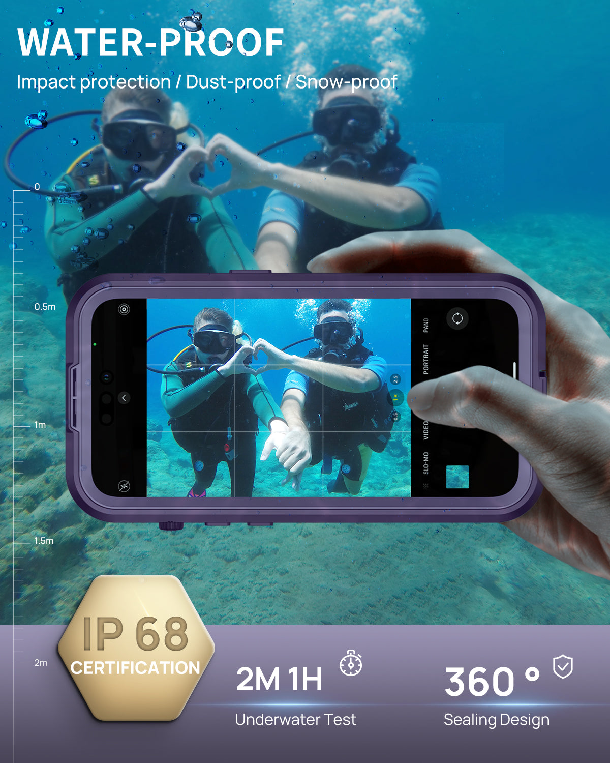 Lanhiem Magnetic for iPhone 14 Pro Max Case, Waterproof Dustproof Case with Built-in Screen Protector Compatible with Magsafe, Full Body Protective Cover for iPhone 14 Pro Max 6.7 inch -Purple