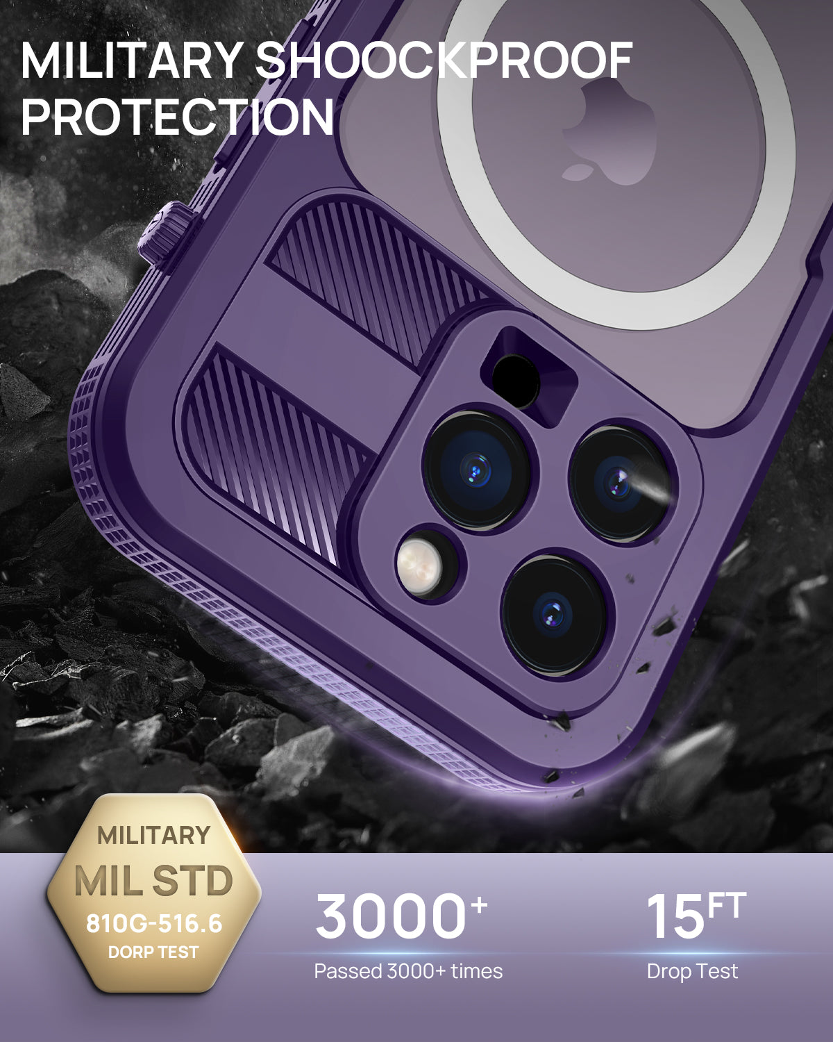 Lanhiem Magnetic for iPhone 14 Pro Max Case, Waterproof Dustproof Case with Built-in Screen Protector Compatible with Magsafe, Full Body Protective Cover for iPhone 14 Pro Max 6.7 inch -Purple