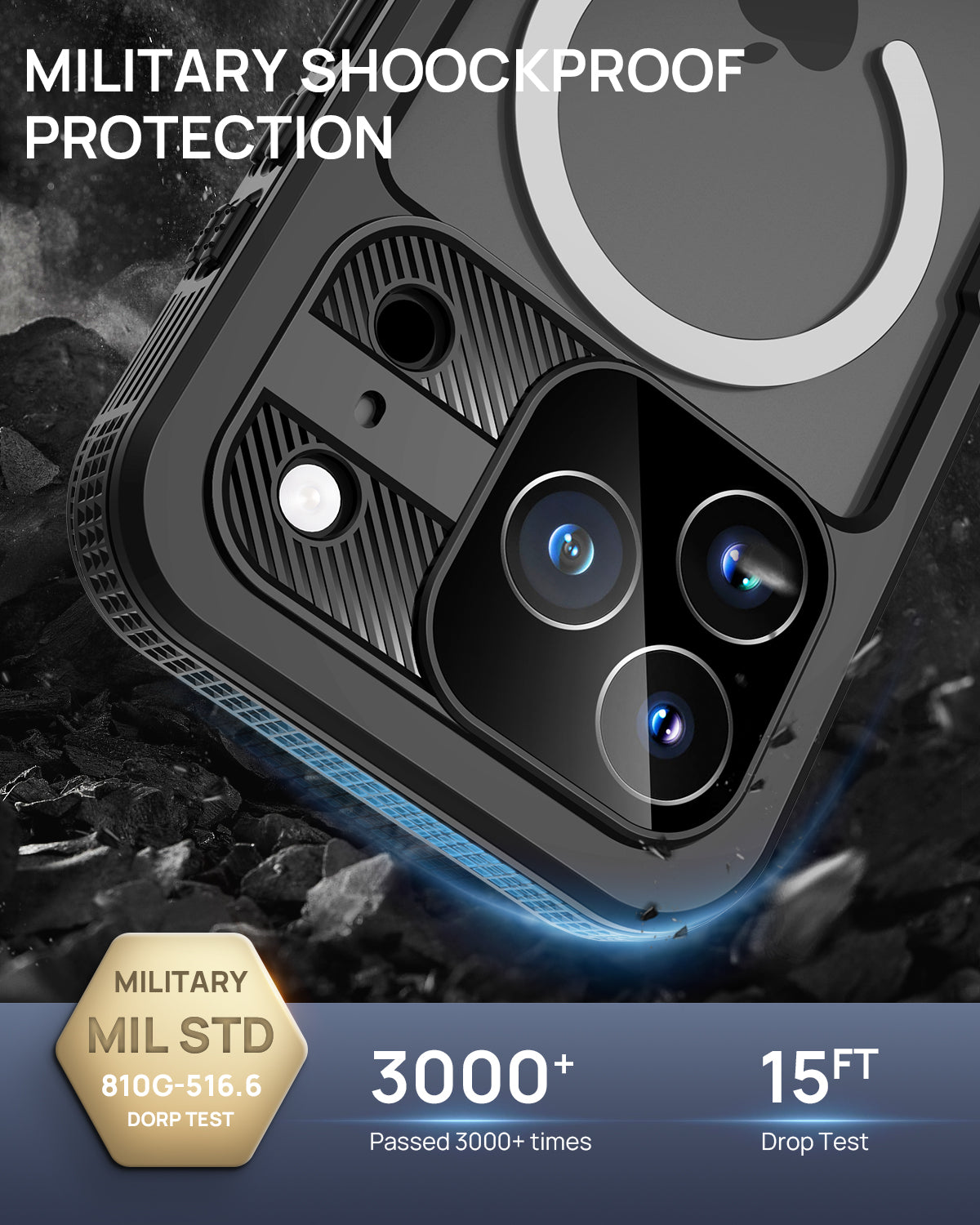 Lanhiem Magnetic for iPhone 17 Pro Max Case Waterproof, Built in Screen Protector & Camera Protection, [Compatible with MagSafe] Full Body Dustproof Heavy Duty Rugged Phone Case 6.9'' (Black)