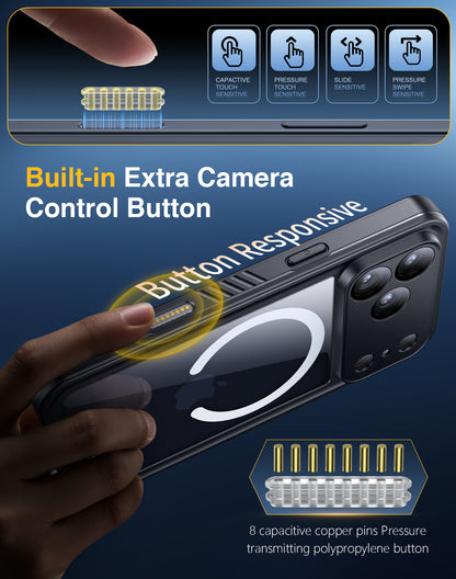 Lanhiem Magnetic for iPhone 17 Pro Case Waterproof, Built in Screen Protector & Camera Protection, [Compatible with MagSafe] Full Body Dustproof Heavy Duty Rugged Phone Case 6.3'' (Black)