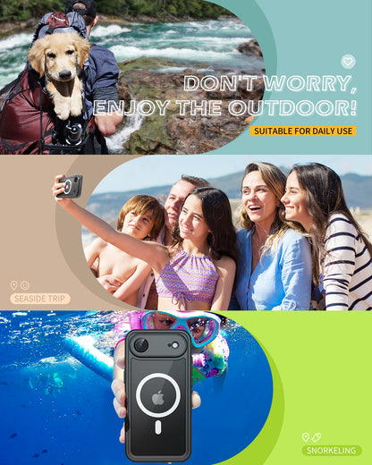 Lanhiem Magnetic for iPhone Air Phone Case, IP68 Waterproof Dustproof Phone Case, [Compatible with Magsafe] [Built-in Screen Protector] Full Body Heavy Duty Rugged Phone Cover 17 Air 6.5 inch, Black