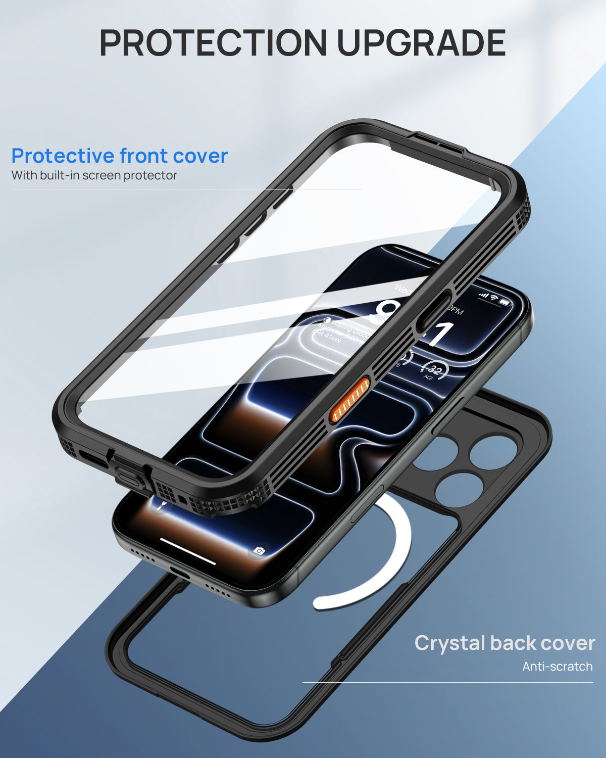 Lanhiem Magnetic for iPhone 17 Pro Max Case Waterproof, Built in Screen Protector & Camera Protection, [Compatible with MagSafe] Full Body Dustproof Heavy Duty Rugged Phone Case 6.9'' (Black)