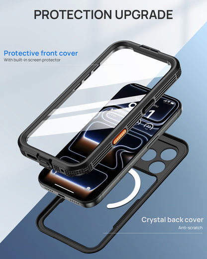 Lanhiem Magnetic for iPhone 17 Pro Max Case Waterproof, Built in Screen Protector & Camera Protection, [Compatible with MagSafe] Full Body Dustproof Heavy Duty Rugged Phone Case 6.9'' (Black)