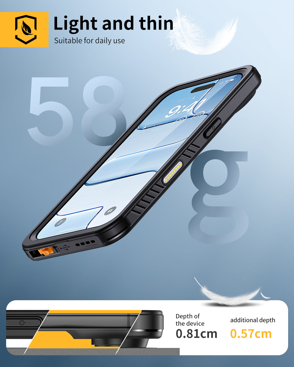 Lanhiem Magnetic for iPhone Air Phone Case, IP68 Waterproof Dustproof Phone Case, [Compatible with Magsafe] [Built-in Screen Protector] Full Body Heavy Duty Rugged Phone Cover 17 Air 6.5 inch, Black