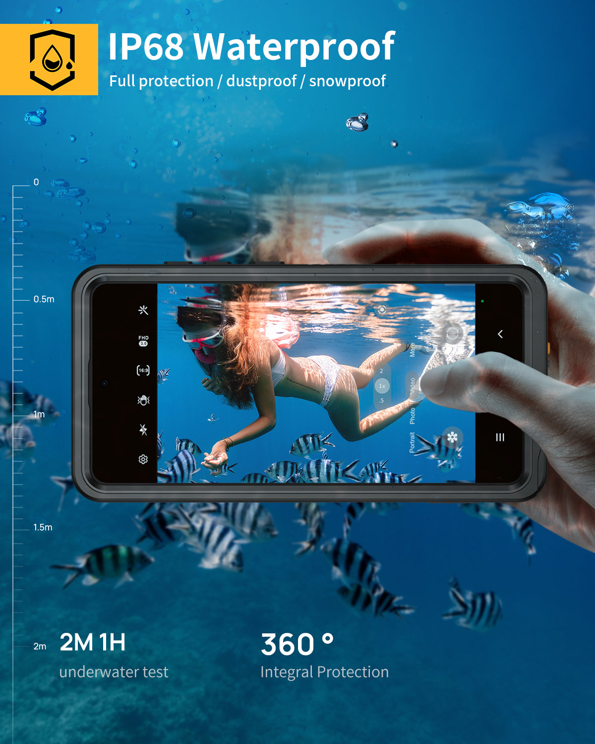 Lanhiem for Samsung Galaxy S26 Ultra Case, IP68 Waterproof Dustproof, Magnetic, Built-in Screen Protector, Rugged Full Body Shockproof Cover for Galaxy S26 Ultra 5G 6.9 Inch, Black/Clear