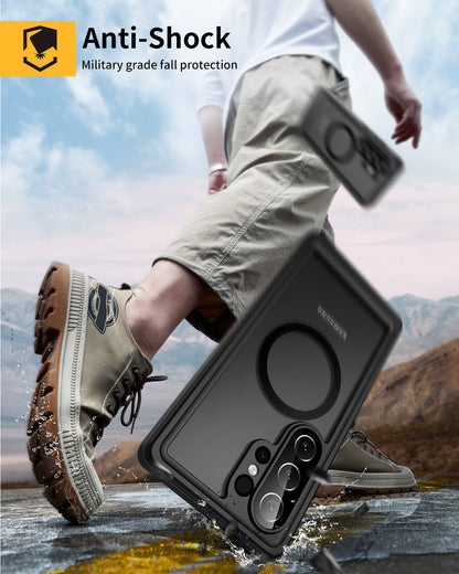 Lanhiem for Samsung Galaxy S26 Ultra Case, IP68 Waterproof Dustproof, Magnetic, Built-in Screen Protector, Rugged Full Body Shockproof Cover for Galaxy S26 Ultra 5G 6.9 Inch, Black/Clear