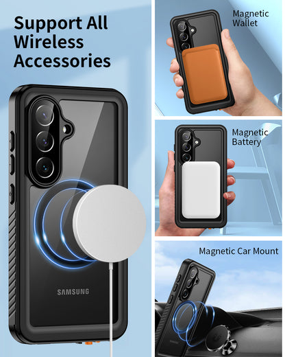 Lanhiem for Samsung Galaxy S26 Plus Phone Case, Magnetic, IP68 Waterproof Dustproof, Built-in Screen Protector, Rugged Full Body Shockproof Protective Cover for Galaxy S26 Plus 5G, Black