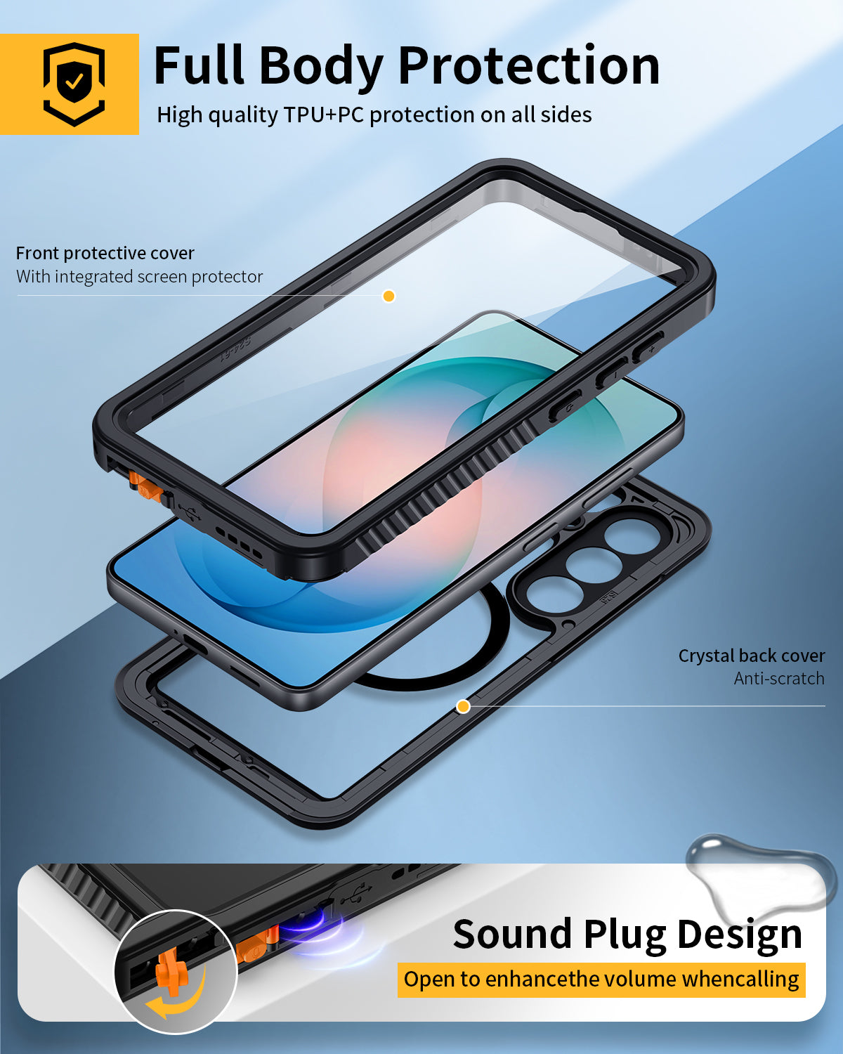 Lanhiem for Samsung Galaxy S26 Plus Phone Case, Magnetic, IP68 Waterproof Dustproof, Built-in Screen Protector, Rugged Full Body Shockproof Protective Cover for Galaxy S26 Plus 5G, Black